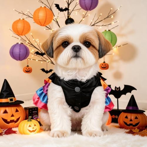 Dog Halloween Costume - Pumpkin Tutu Dress for Small Dogs & Puppies, Cute Holiday Pet Apparel with Bowtie, Fall Party Outfit L-Skeleton Large - Image 5