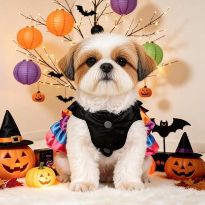 Dog Halloween Costume - Pumpkin Tutu Dress for Small Dogs & Puppies, Cute Holiday Pet Apparel with Bowtie, Fall Party Outfit L-Skeleton Large - Image 5