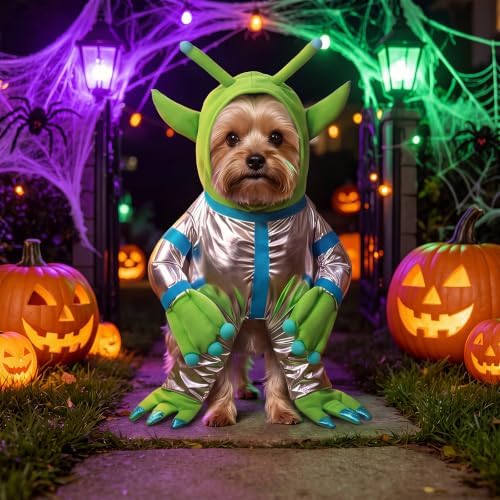 Halloween Green Alien Costume for Small Dog, Dog Astronaut Outfits, S - Image 4