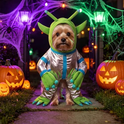 Halloween Green Alien Costume for Small Dog, Dog Astronaut Outfits, S - Image 4