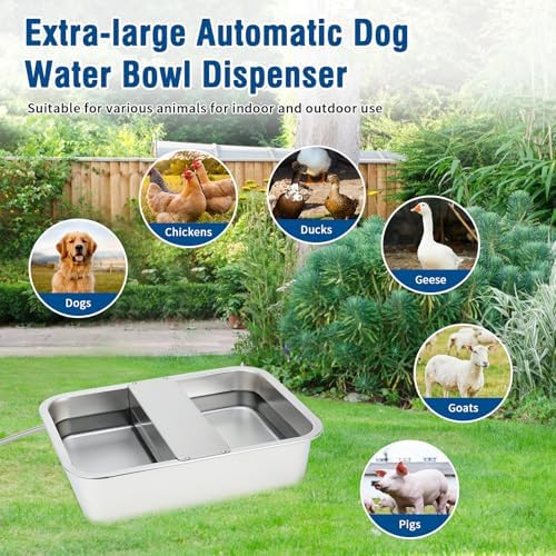 BWOGUE 5 Gal Automatic Dog Water Dispenser, Stainless Steel Bowl for Dogs