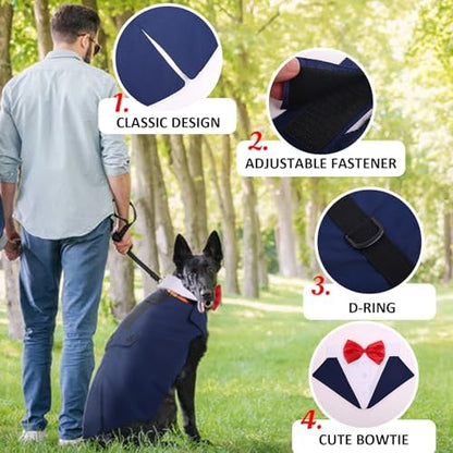 Dog Tuxedo for Large Dogs, Dog Suit and Bandana Set, Dog Costume Outfit - Image 4