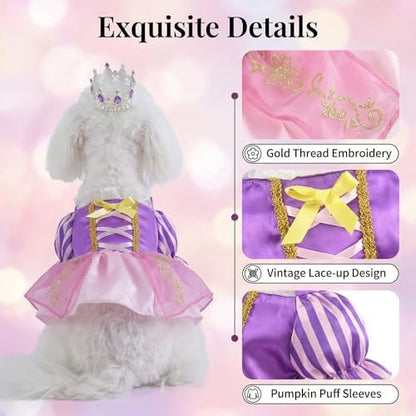 Dog Princess Dress with Crown,Pet Halloween Costume Outfit,XL - Image 5