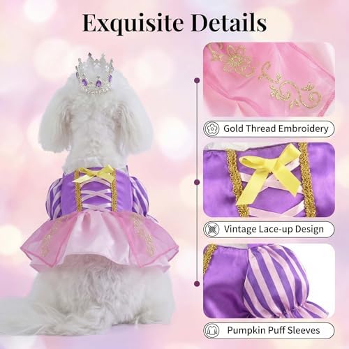Dog Princess Dress with Crown,Pet Halloween Costume Outfit,L - Image 5