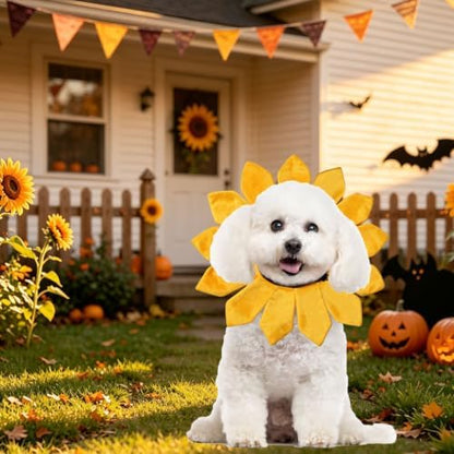 Dog Halloween Costumes, Sunflower Dog Costume Adjustable Sunflower Collar for Small Medium Large X-Large Dogs Pets (Small) - Image 2