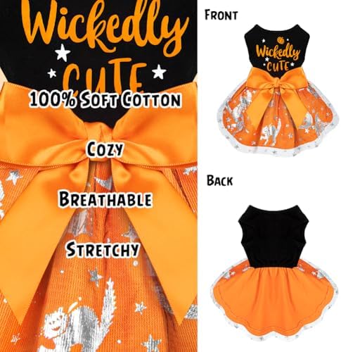 Dog Halloween Costumes Dog Dress Halloween Costumes for Dogs Funny Puppy Dress with Bow for Small Medium Large Dogs Pumpkin Witch Bat Pet Costume Halloween - Image 5