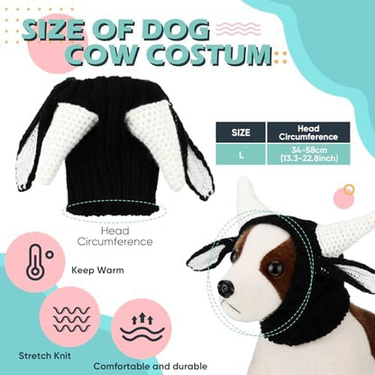 Civaner Cow Dog Costume Dog Snood Cow Costume Soft Yarn Ear Cover Muffs, L - Image 2