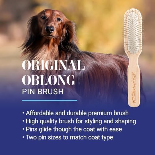 Chris Christensen 27 mm Oblong Pin Dog Brush, Original Series, Groom Like a Professional, Stainless Steel Pins, Lightweight Beech Wood Body, Ground and Polished Tips - Image 2