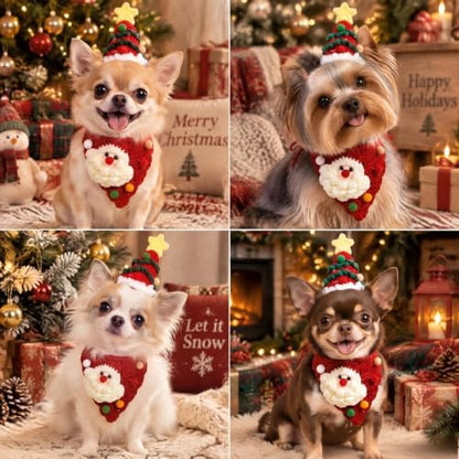Dog Christmas Costume,Handmade Dog Outfits, Christmas Tree Pet Hat & Cute Santa Cat Costume – Gifts for Cats and Small Sized Dogs, Party & Photos, Outgoing - Image 3