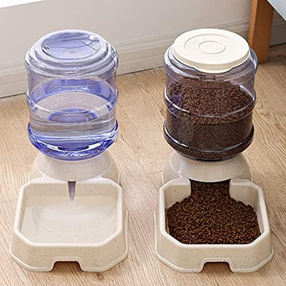 Automatic Waterer Food Feeder 3.8 L Water Dispenser 8 Lbs Auto Feeder Fed for Small Medium and Large Cats Dogs