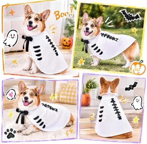 Halloween Skull Costume,Skeleton Dog Cape for Medium Large Pets(M) - Image 5