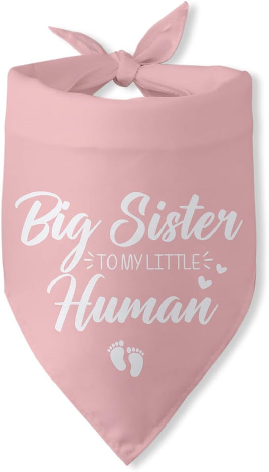 Baby Announcement Dog Bandana Big Sister to My Little Human Gender Reveal Pregnancy Announcement Photo Props Dog Scarf for Large Medium Small Dogs
