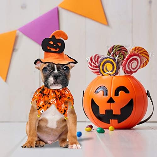 EXPAWLORER Dog Halloween Costumes,Dog Collar and Wizard's Pumpkin Hat Set - Image 6