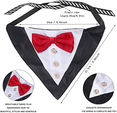 Yewong 2-Piece Pet Formal Accessories Set - Top Hat with Tuxedo Bandana Collar for Dog & Cat (Set-D) - Image 4