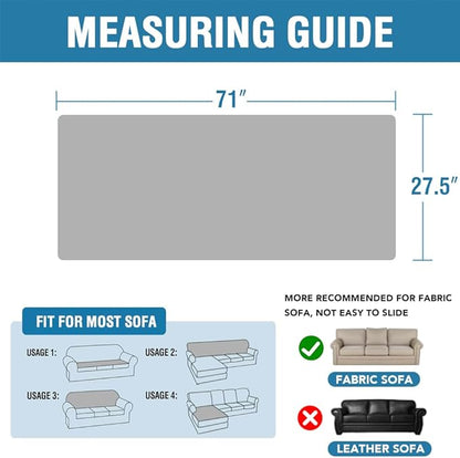 H.VERSAILTEX Plush Chenille Couch Cover for 3 Cushion Couch Anti Slip Washable Sofa Slipcovers Soft and Durable Furniture Protector for Dogs Cats Kids (27.5" x 71", Dove)
