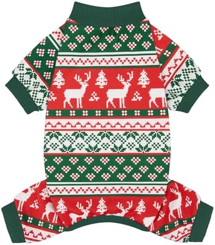 XPUDAC Dog Christmas Pajamas Stretchy Dog Clothes for Small Medium Dogs Boy Girl Puppy Onesie Doggie Jammies Winter Pet Costume Pjs Cat Apparel, Red, Green, XS by XPUDAC