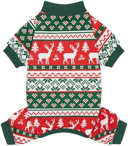 XPUDAC Dog Christmas Pajamas Stretchy Dog Clothes for Small Medium Dogs Boy Girl Puppy Onesie Doggie Jammies Winter Pet Costume Pjs Cat Apparel, Red, Green, XS by XPUDAC