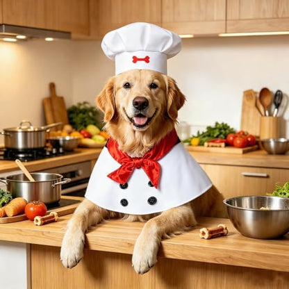 Halloween Big Dog Chef Costume, Funny Dog Chef Costume with Hat & Scarf, Adjustable Pet Cooking Costume for Large Dogs, Halloween Party, Cosplay, Costume Party & Photo Props - Image 2