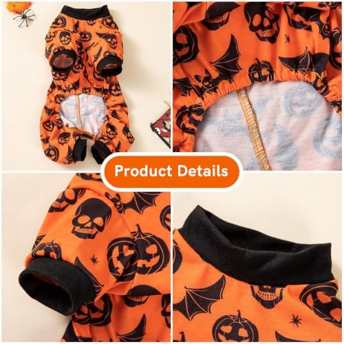 Dog Halloween Pajamas for Medium Large Breeds, Pumpkin Ghost Dog Onesies, Halloween Pet Outfit Clothes, Soft 4-Way Stretch Doggie Pjs Costumes for Halloween Party Photos - Image 2