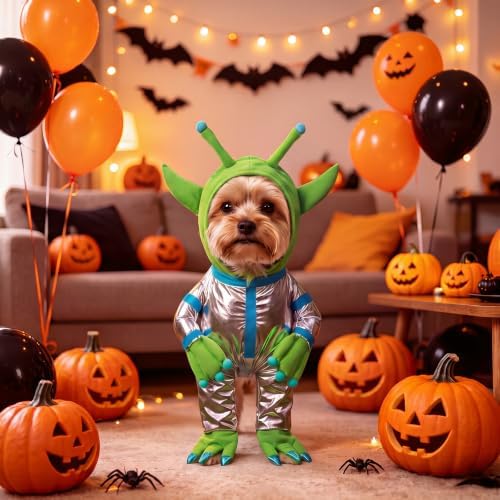 Halloween Green Alien Costume for Small Dog, Dog Astronaut Outfits, S - Image 5