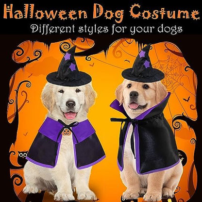 GOYOSWA Dog Halloween Costumes Dog Witch Cloak Cape Wizard Hat Halloween Costumes for Dogs Small Medium Large Breed (Small) - Image 7