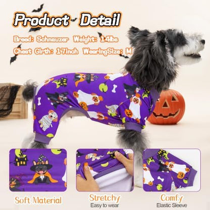 XPUDAC 4 Pack Halloween Dog Pajamas, Funny Ghost Halloween Costumes for Dogs, Soft Strechy Doggy Clothes for Small Medium Dogs Boy Girl, Pet Apparel, S - Image 2