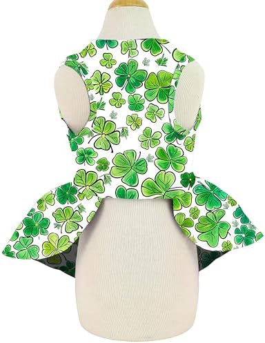 St. Patrick Day Dog Dress Holiday Irish Lucky Clover Dress Outfits Skirt for Small Boys and Girls Puppies Pets Doggie - Image 2