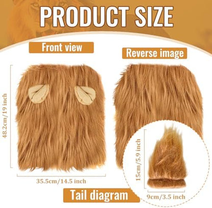 Soft Realistic Dog Lion Mane Costume with Ears for Medium to Large Dogs, Funny Adjustable Pet Wig Headwear for Halloween, Birthday, Photoshoot, Cosplay Dress Up Apparel, and Cold Weather Wear - Image 2