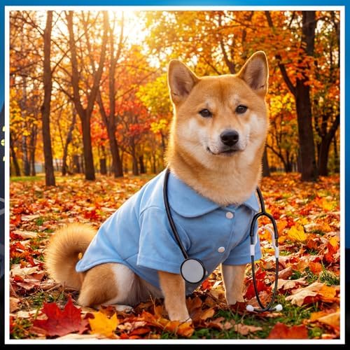 Dog Doctor Costume Cat Surgeon Nurse Costumes with Stethoscope, Blue, L - Image 6