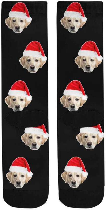 Custom Face Socks, Personalized Dog Lover Pet Photo Picture on Socks Unisex Athletic Crew Socks for Men Women