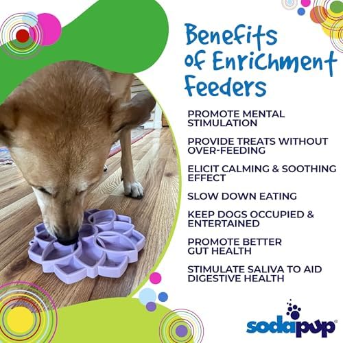 SodaPup Mandala Softie eTray –Durable Enrichment Feeder Made in USA Non-Toxic, Pet-Safe, Food Safe Rubber for Mental Stimulation, Avoiding Overfeeding, Fresh Breath, Digestive Health, Calming, & More