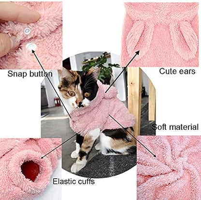Easter Dog & Cat Outfit - Bunny Ears Cat Hoodies Fleece Puppy Clothes for Small Dogs & Cats (Medium, Pink) - Image 3