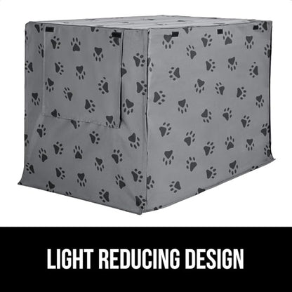 GORILLA GRIP Dog Crate Covers compatible with Amazon Basics Dog Crates, All Sides Open, Privacy Cover Fits 24" Wire Kennel, Breathable Mesh Windows, Light Reducing Puppy Training Cage Topper, Gray Paw