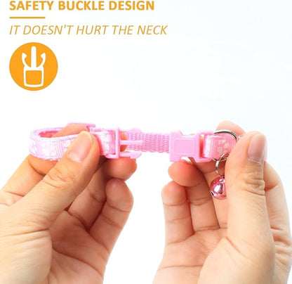MJIYA Cat Collar with Bell, Breakaway Grid Collar with Plastic Buckle, Light Adjustable, Nylon, Kitty Collars