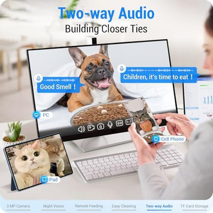 Frienhund Automatic Cat Feeder with 2K Camera: 5G WiFi Automatic Dog Feeder with Night Vision,Cat Food Dispenser with 7L Large Food Storage Container for Multiple Pet,Detachable for Easy Clean -29 Cup