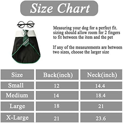 Dog Halloween Costume Pet Wizard Shirt Funny Cat Clothes for Dogs Cats Clothing with Glasses (Large,Green) - Image 2