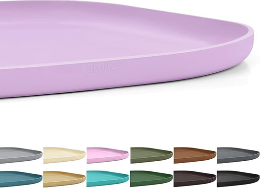 Small Silicone Pet Food Mat with Raised Edge for Food and Water Bowl, Square Dog Feeding Mats, Cat Food Trays for Floor Waterproof, Rubber Tray for Dogs and Cats, 12 x 12 x 0.7 Lavender