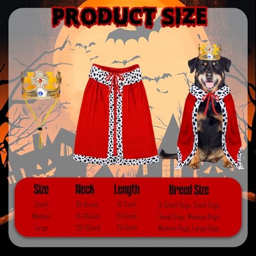 Dog Halloween Costumes, Dog King Costume Funny Pet King Cloak and Crown Set Prince Cape Halloween Costumes for Small Medium Large Dogs Pets (Large) - Image 4