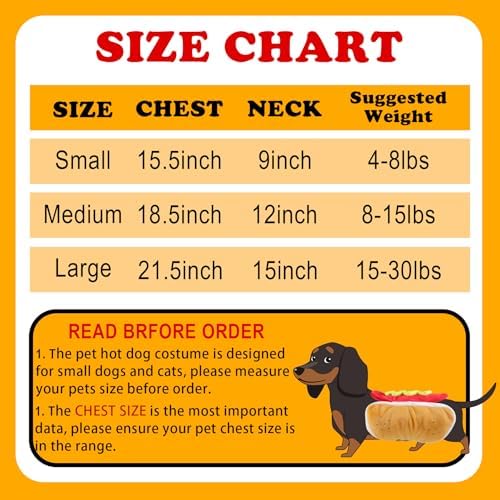 GOYOSWA Dog Hot Dog Costume, Dog Halloween Costumes Funny Pet Hot Dog Costume for XS Small Medium Dogs Cats Pets (Small) - Image 3