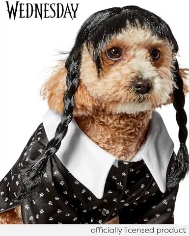 Rubies at Party City Wednesday TV Series: Wednesday Addams Pet Costume for for Dogs or Cats, XL - Image 6