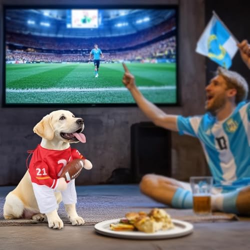 DELIFUR Football Player Dog Costume - Adjustable Funny Halloween Costume for Small Medium Dog (Football, Large) - Image 4