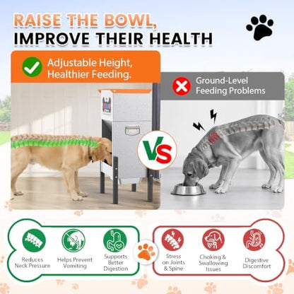 25 lb Automatic Dog Feeder for Large Breeds, 3 Adjustable Heights