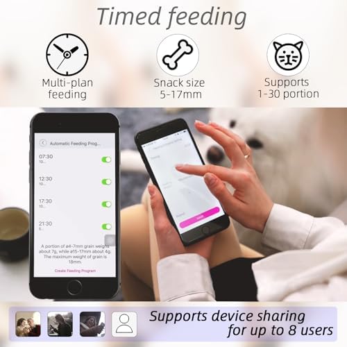 12L Smart Automatic Dog Feeder Large Breed with Camera, 5G WiFi Automatic Cat Feeders Food Dispenser 1080P Full HD Pet Camera Treat Dispenser with Night Vision and 2-Way Audio