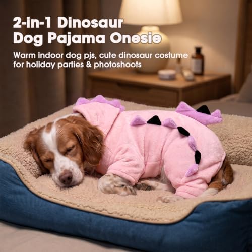FUAMEY Dinosaur Dog Costume, Halloween Plush Pajamas Hooded Dog Jumpsuit - Image 4