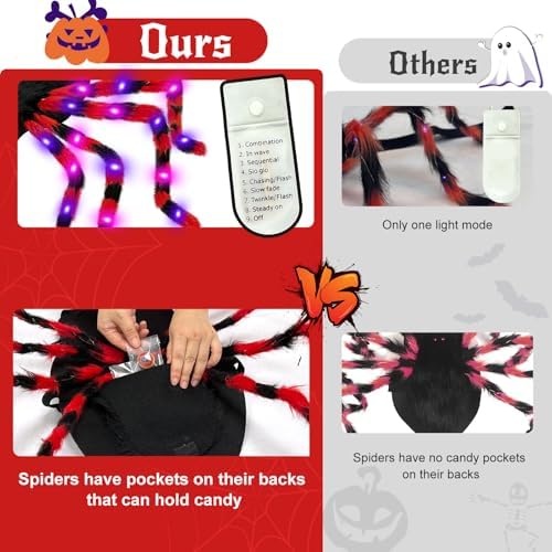 Realistic Halloween Spider Dog Costume for XL Large Dog Cosplay with 64 Led - Image 5