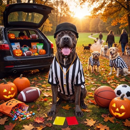 Halloween Large Dog Referee Costume Set with Shirt Cap Whistle Cards, XL - Image 6