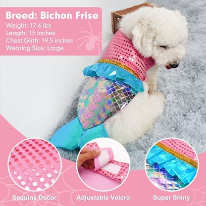 cyeollo Mermaid Dog Halloween Costumes Pet Outfit for Small Dogs, XS - Image 5