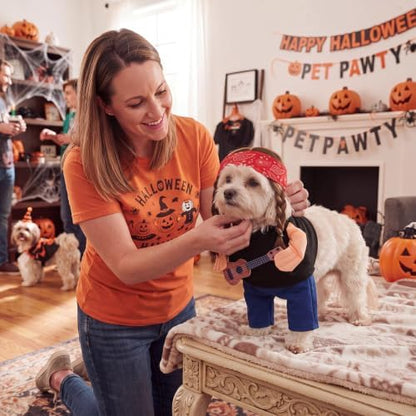 Huhumy Halloween Country Singer Dog Costume Guitar Wig Bandana for Dog, Xs - Image 4