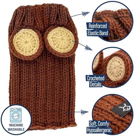 Zoo Snoods Grizzly Bear Costume - Warm Knit Dog Snood Wrap for Pets, Neck Ear Cover Protection, Halloween Winter (Large) - Image 3