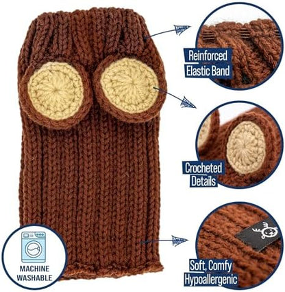 Zoo Snoods Grizzly Bear Costume - Warm Knit Dog Snood Wrap for Pets, Neck Ear Cover Protection, Halloween Winter (Large) - Image 3